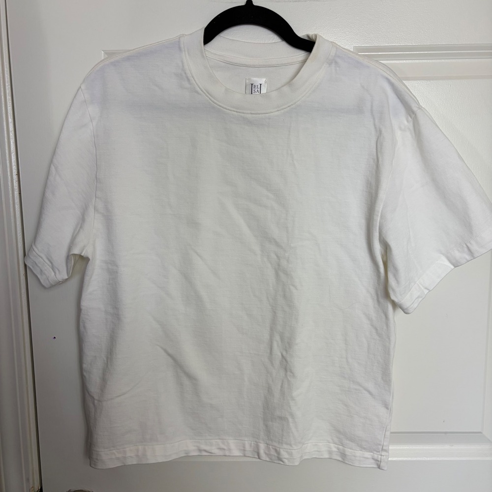 HELSA Sculpt White Cotton Crewneck T-Shirt Short Sleeve XS Made in USA